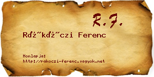 Rákóczi Ferenc névjegykártya